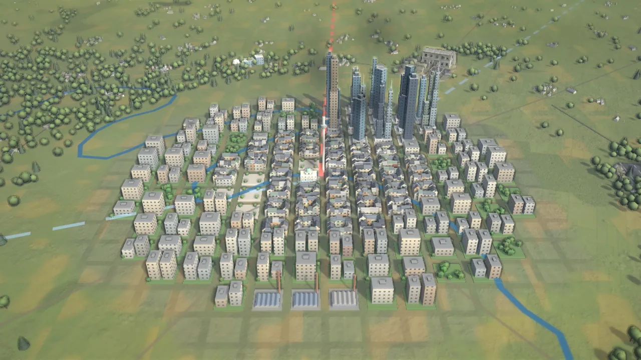 A city on the 3D map