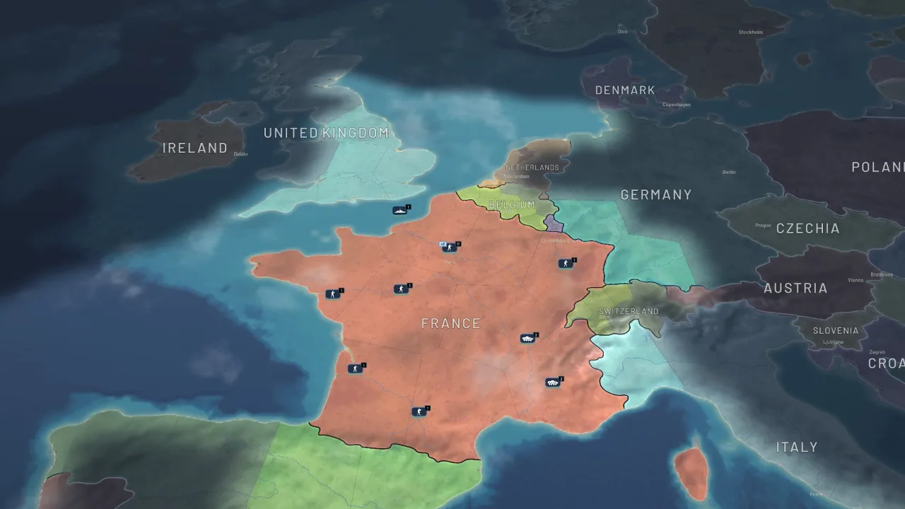 The 3D world map centred on Europe